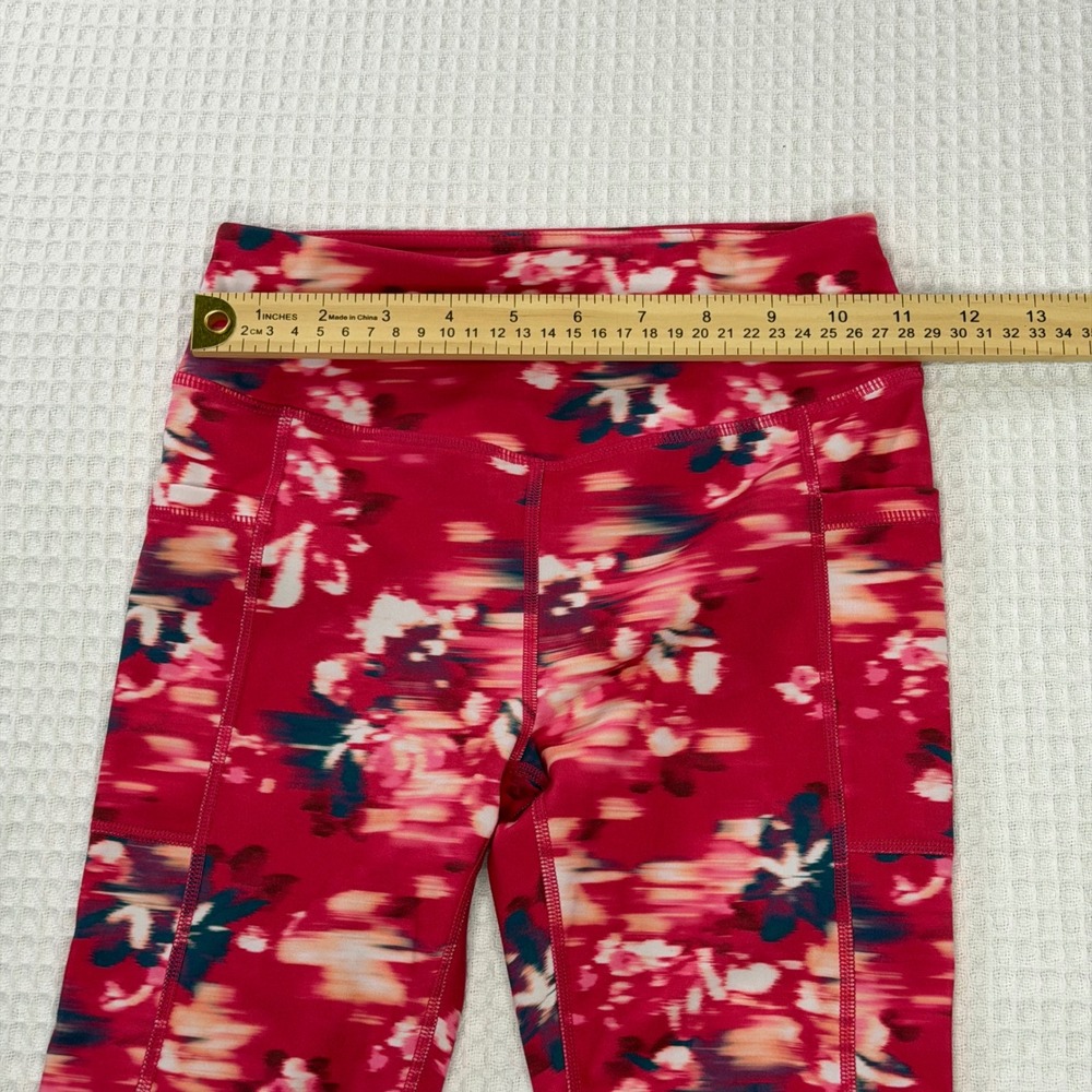 Gaiam Girls Red Floral Athletic Leggings with Pockets Size M 8 - Picture 5 of 6
